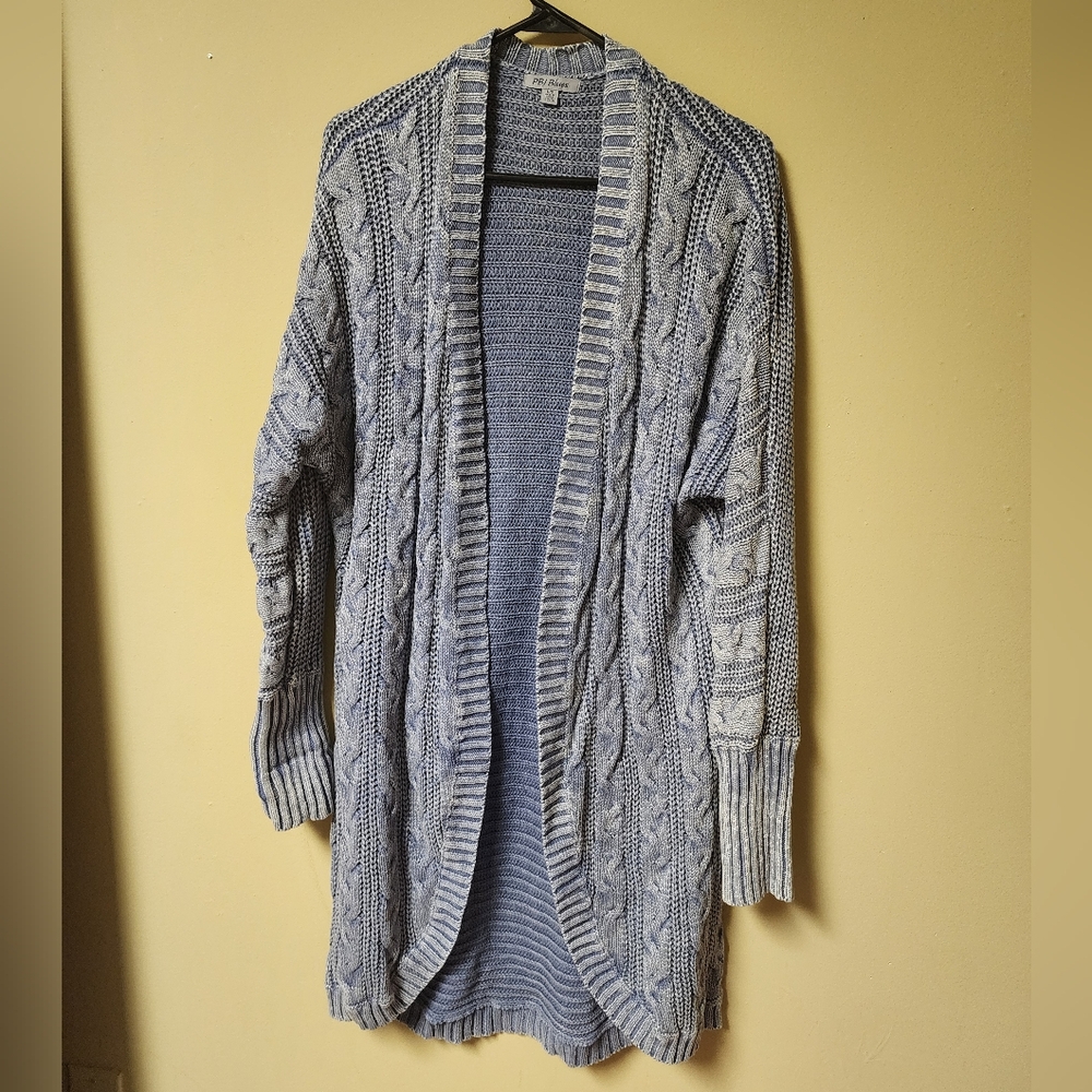 PBJ Blues acid wash blue long cardigan